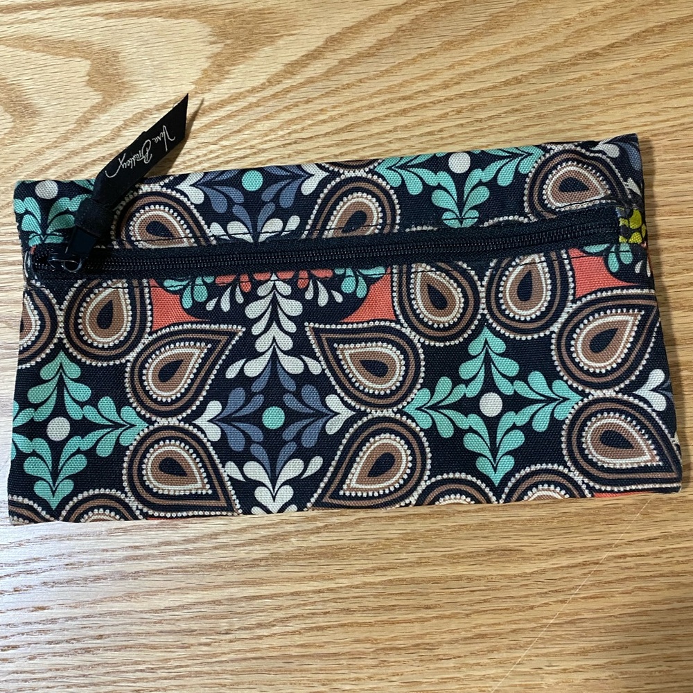 Vera Bradley Black and Orange Paisley Pouch